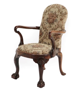 Lot 785 - A Simulated Rosewood Armchair, late 19th/early 20th century, in George I style, recovered in floral