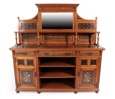 Lot 787 - A Gillow and Co Walnut and Marble Wood Sideboard, circa 1880, the mirror back with blind fret...