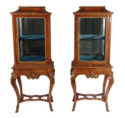 Lot 827 - A Pair of Late 19th Century Kingwood and Gilt Metal Mounted Vitrines, in Louis XV style, each...