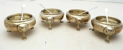 Lot 1151 - A Set of Four George II Irish Salt Cellars, Dublin, circa 1750, each of cauldron form with...