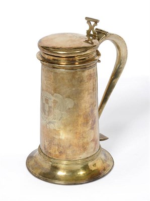 Lot 1156 - A Very Fine Charles II Silver Gilt Flagon, maker's mark FW with pellets above and below, London...