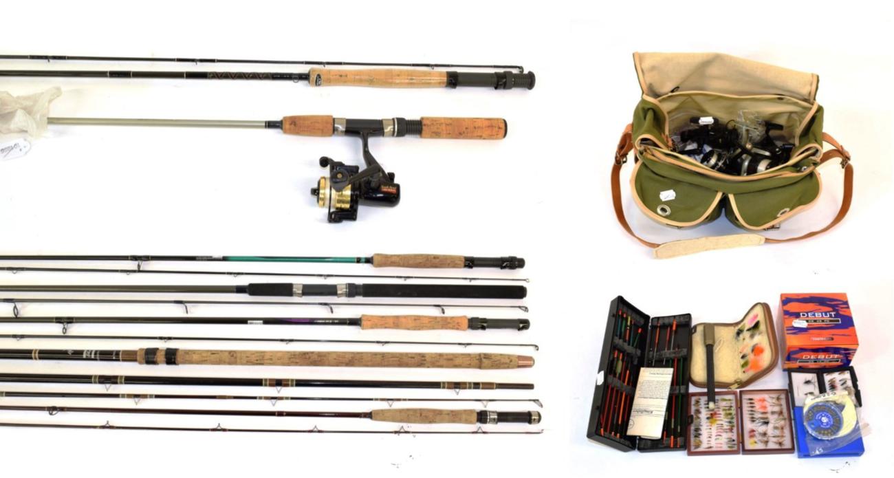 Lot 2058 - Four trout fly rods, comprising Shakespeare Outcast Carbon Fly two-piece 2.85 m AFTM 5/7 code...