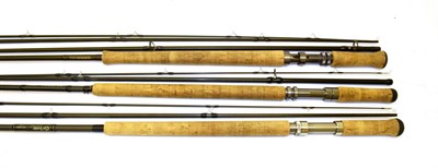 Lot 2065 - Three fishing rods, comprising a Scierra HM3 three-piece graphite fly rod, 14 ft., line 9/10, cloth