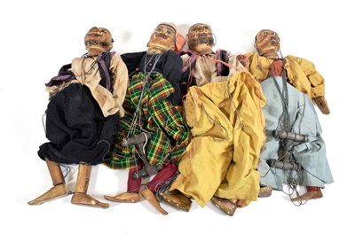 Lot 2081 - Marionettes A Collection Of Four Large Wooden Indian Figures with working mouths approx 20'',...