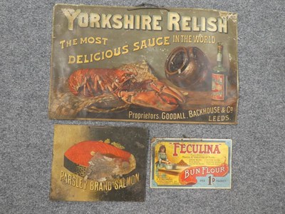 Lot 2090 - A collection of advertising signage for various savouries, sauces and other items, late...
