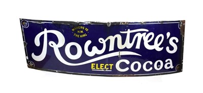 Lot 2097 - Rowntree's Elect Cocoa Enamel Sign white lettering on cobalt blue ground, also marked 'Makers to HM