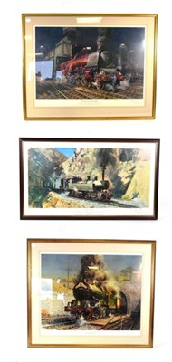 Lot 2105 - Terence Cuneo Signed Prints Duchess of Hamilton, King George V and The Climb to Asmara (all framed)