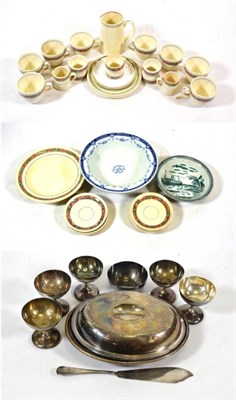 Lot 2120 - Elder Dempster Line Group including metalware: two section oval dish, five sweet dishes, small bowl