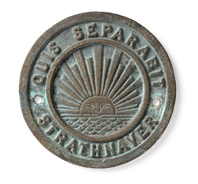 Lot 2131 - Peninsular And Oriental Steam Navigation Company (P&O) Brass Badge circular form bearing motto...