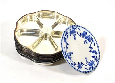 Lot 2136 - Red Star Line a set of seven hors d'oeuvre dishes together with a blue and white plate (8)