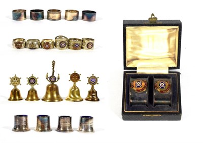Lot 2145 - Union Castle Line Napkin Rings including two RMS Walmer Castle in display case, other examples from