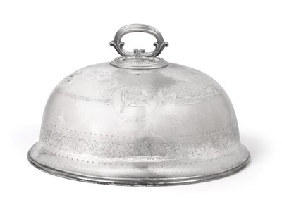 Lot 2160 - White Star Line Meat Dish Cover oval with decorative engraving and flag emblem 12'', 29cm long