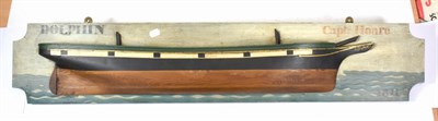 Lot 2162 - Wooden Half Hull Model ink stamped 'Dolphin Capt Hoare 1871, overall length 44'', 110cm