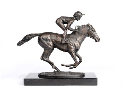 Lot 1168 - David Cornell (American, b.1935): "Champion Finish", bronze figure of a racehorse with jockey...