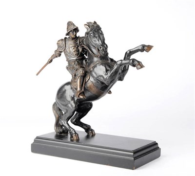 Lot 1170 - G Beaumont?: "Il Cavallo", modern, a bronze figure of a Renaissance soldier on a rearing horse,...