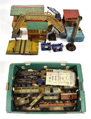 Lot 2202 - Hornby O Gauge Locomotive, Rolling Stock And Accessories including c/w 4-4-0 LMS locomotive...