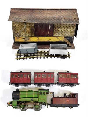 Lot 2208 - Bing Early Goods Platform (F-P) Hornby O Gauge c/w 0-4-0 locomotibe 1842 (G, lacks tender)...