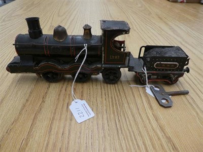 Lot 2211 - Marklin O Gauge 1020 C/w 0-4-2 LNWR Locomotive and 4-Wheel Tender finished in black with red lining