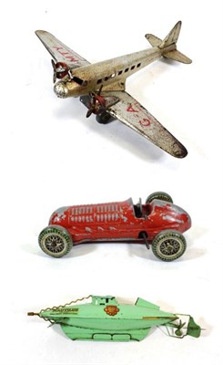 Lot 2227 - Mettoy C/w Monoplane with twin engines, registration G-A MTY 20'', 51cm wingspan (F-G, spotted with