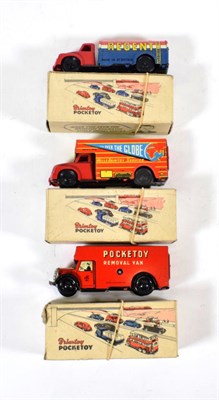Lot 2230 - Wells-Brimtoy Pocketoys 598 Removal van, 506 Regent tanker and 508 Removal van (all E boxes...