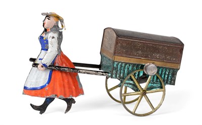 Lot 2233 - Charles Rossignol Friction Girl With Cart handpainted figure with rotating legs pulling a cart...