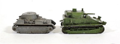 Lot 2257 - Dinky (Pre-War) 151a Medium Tank (G) together with a 22 series tank (G, lacks tracks) (2)
