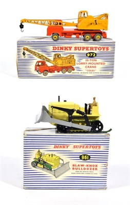 Lot 2264 - Dinky 961 Blaw-Knox Bulldozer yellow/grey (E, one track broken, box G) Coles Mobile Crane (E...