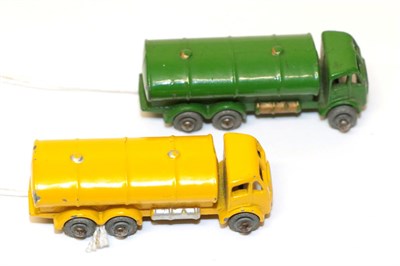 Lot 2287 - Matchbox 1-75 2x11a Tankers (i) green, gold trim MW (ii) mid yellow, silver trim MW (both E-G) (2)
