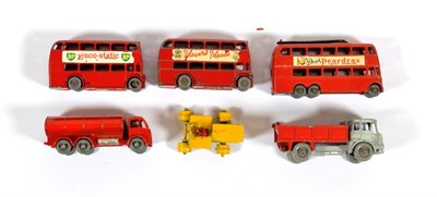 Lot 2298 - Matchbox 1-75 Six Models 11b Tanker ESSO MW (G-E), 56 Trolley bus black poles (G) 2x5 Buses Players