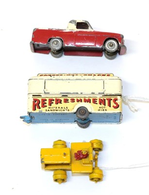 Lot 2300 - Matchbox 1-75 Three Models 74a Refreshments bar white GPW (F-G) 50a Pick up red/cream SPW (F)...