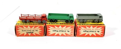 Lot 2303 - Benbros Mighty Midgets 21 Diesel wagon metallic green MW 21 another green BPW (box faded) and...