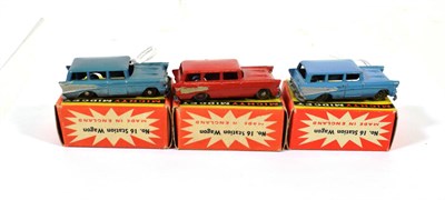 Lot 2311 - Benbros Mighty Midgets No.16 Station Wagon (i) blue MW (ii) metallic blue MW (iii) red MW (all...