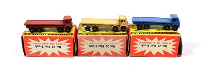 Lot 2315 - Benbros Mighty Midgets No.20 Foden Flat Trucks (i) red BPW (ii) mid blue BPW (iii) cream BPW...