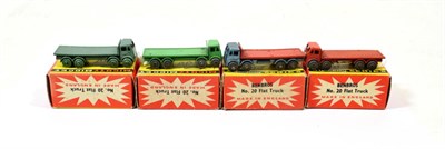 Lot 2316 - Benbros Mighty Midgets No.20 Foden Flat Trucks (i) red MW (ii) metallic blue/red MW (iii) green...