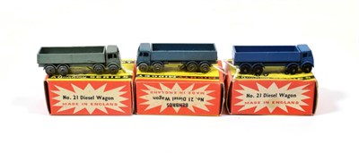 Lot 2318 - Benbros Mighty Midgets No.21 Diesel Wagons (i) mid blue BPW (ii) metallic blue MW (iii)...
