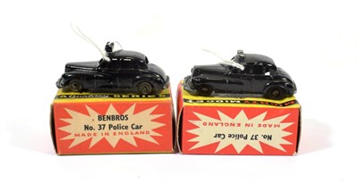 Lot 2329 - Benbros Mighty Midgets No.37 Police Car (i) BPW (ii) MW (both G-E boxes G) (2)