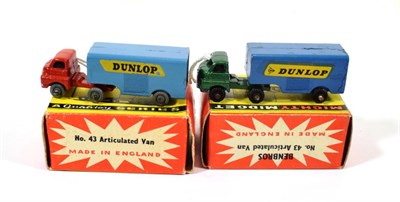 Lot 2337 - Benbros Mighty Midgets No.43 Articulated Van (i) metallic dark green cab, dark blue trailer BPW...