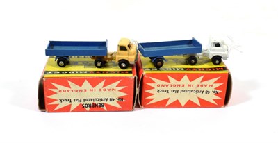 Lot 2344 - Benbros Mighty Midgets No.48 Articulated Flat Truck (i) white cab, blue trailer BPW (ii) beige cab