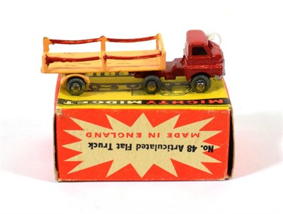 Lot 2346 - Benbros Mighty Midgets No.48 Articulated Flat Truck red cab, beige chain back MW (E-G, paint...