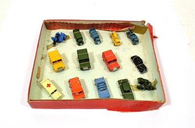 Lot 2356 - Benbros Tradesman Sample Set containing 15 vehicles: 1 Hay wagon metallic blue with bronze coloured