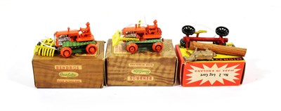 Lot 2357 - Benbros TV Series 10 Bulldozer and 11 Tractor & hay rake; Mighty Midget 2 Log cart (one cart...
