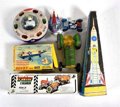 Lot 2380 - Dinky 724 Sea King Helicopter (E-G box G-F) together with various other toys including a Mettoy...