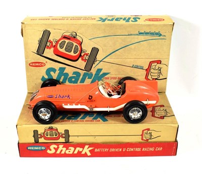 Lot 2386 - Remco Two Battery Driven U-Control Racing Cars both in orange plastic (both G boxes G-F) (2)