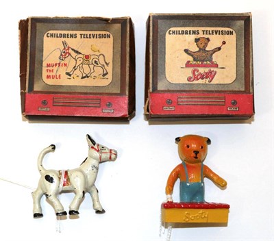 Lot 2413 - Luntoy Muffin The Mule Children's Television Series (G box F-G) Sooty (E box G) (2)