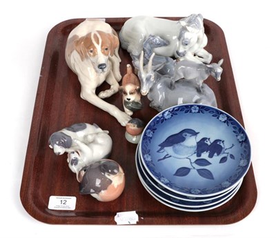 Lot 12 - Royal Copenhagen animal figurines including goat & kid, mare & foal, dog & puppies and birds;...