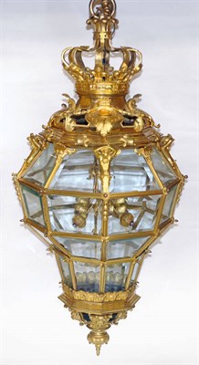 Lot 1194 - A Magnificent Ormolu Octagonal Hall Lantern, surmounted by a crown supporting the main frame...