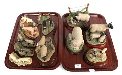 Lot 14 - Border Fine Arts Sheep and Collie models including: 'Suffolk Ewes and Collies', model No. 101...