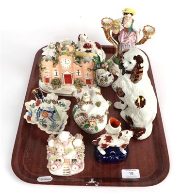 Lot 18 - Staffordshire animals; dogs and pastille burners