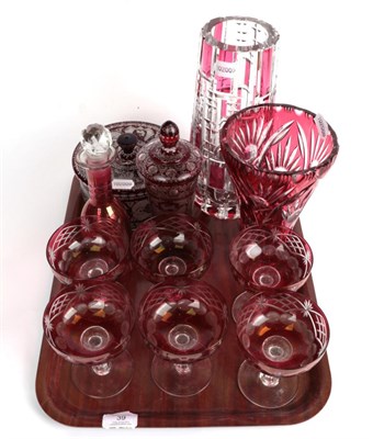 Lot 39 - ^ A tray of ruby flash glass