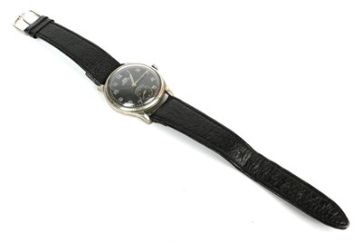 Lot 73 - A chrome plated German World War II Wehrmacht D H wristwatch, signed Arsa, Wasserdicht,...